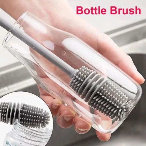 Brosse en silicone pour biberon et verre, manche long – nettoyeur de bouteilles et tasses