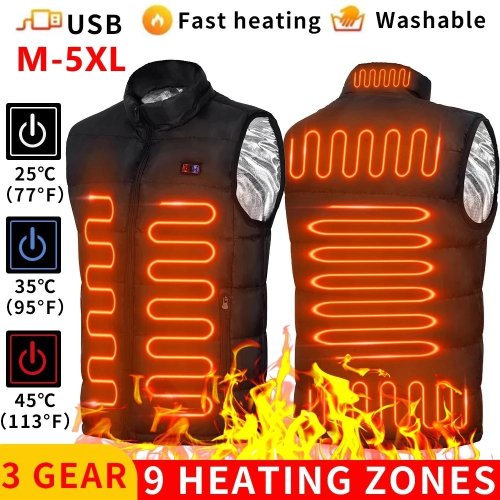 Giacca riscaldata elettrica unisex 9 zone - Giacca termica in grafene con USB per campeggio e sport