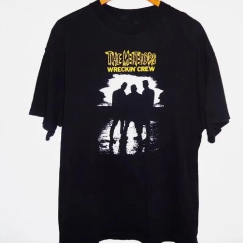 T-shirt vintage The Meteors Wreckin Crew noir, manches courtes