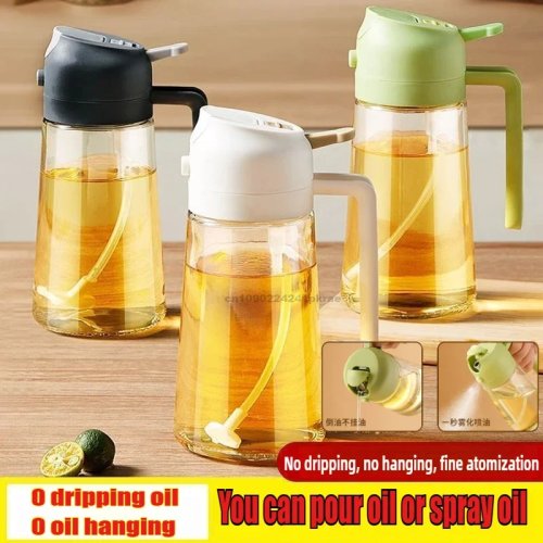 Spray de azeite reutilizável - pulverizador de óleo com tampa automática e doseador de especiarias para cozinha e campismo