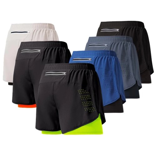 Short running homme séchage rapide, double couche — Short d'entraînement et musculation