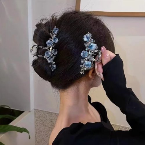 Camellia-Blumen Metall-Haarclip – Retro-Krabbenclip für Pferdeschwanz & Zöpfe, süßer Haarschmuck für Damen
