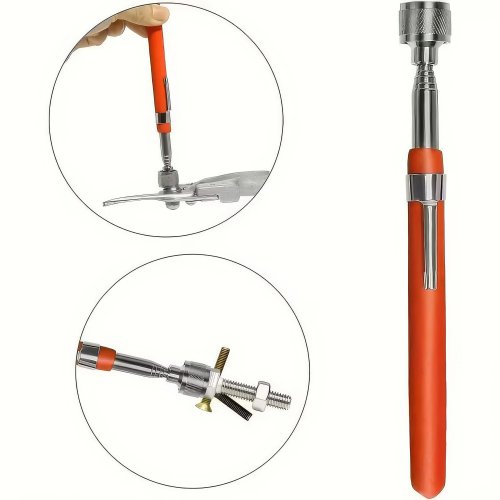 Estrattore magnetico telescopico arancione – portatile, manico regolabile per manutenzione casa e gestione cavi
