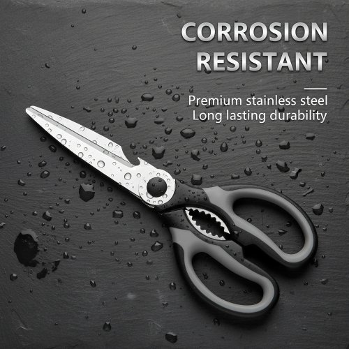 Tijeras de cocina multiusos 22 cm, resistentes – cortan carne y verduras, abren frutos secos y botellas