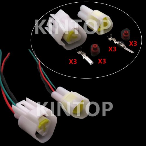 Set 1 conector automotriz 3 pines impermeable, macho y hembra con cables (FW-C-3M-B / FW-C-3F-B)