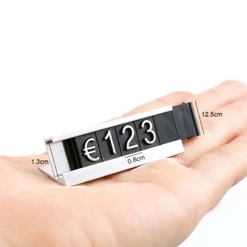 Soporte ajustable para precios con base de aluminio – bloques cúbicos para etiquetas de precio, ideal para joyería y mostrador