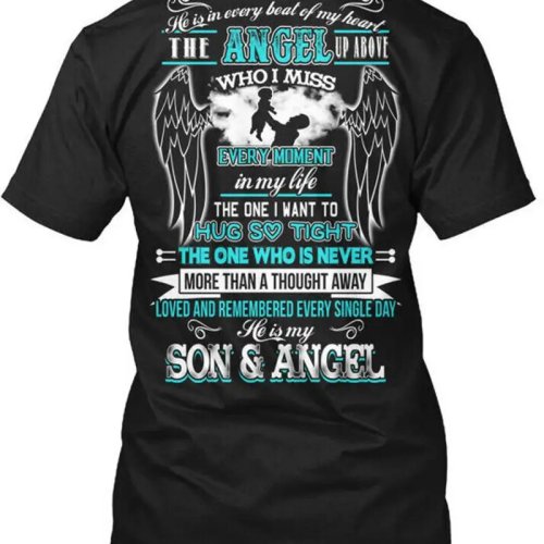 レディースTシャツ「彼は私の息子で、私の心の鼓動のひとつひとつにいる天使」- アメリカ製、S〜5XL