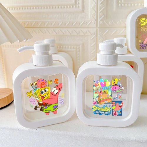 Диспенсер для мыла SpongeBob — многоразовая дорожная бутылка для шампуня с ручным насосом, мультяшный дизайн, подарок