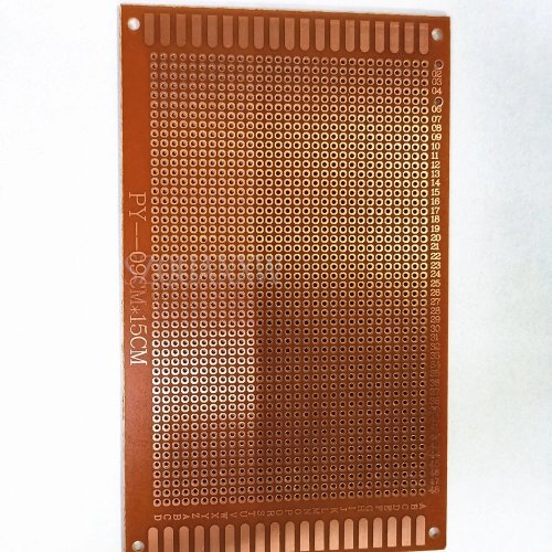 Paquete de 5 placas PCB prototipo 9×15 cm, una cara, cobreada (bakelita) – amarillo