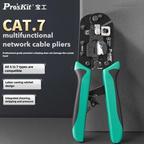 Kìm bấm đầu mạng Pro'skit CP-376TA đa năng — kìm bấm RJ45/RJ11 chuyên nghiệp cho cáp Cat5/Cat6/Cat7