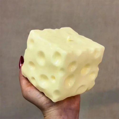 Jumbo Cheese Squishy Stress Ball – Giant Cheese Cube Fidget Toy, Soft Non‑Bounce Sensory ASMR Anti‑Stress Gift