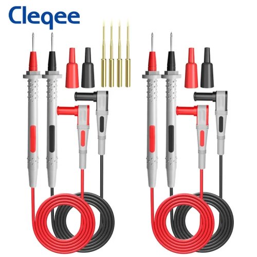 Cleqee P1500 Serie Multimeter-Prüfspitzen Set – 4 mm Bananenstecker Messleitungen, Prüfspitzen mit wechselbaren Nadeln, 1000V 10A