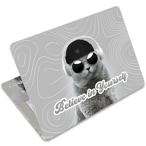 Pegatina gato gris para portátil/teclado - impermeable, antideslizante, resistente a manchas, reutilizable, compatible con varios modelos