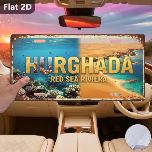 알루미늄 평판 2D 간판 Hurghada(홍해 리비에라) - 카페용 걸이형 여행 기념품 인테리어