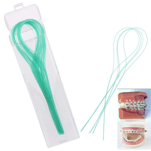 100 Pcs Floss Threader — Alat penarik benang gigi untuk behel, mahkota, jembatan & implan