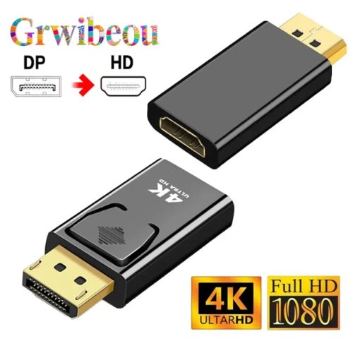 Cabo adaptador DisplayPort para HDMI 4K (DP→HDMI) conversor de vídeo e áudio para PC, TV, portátil, projetor