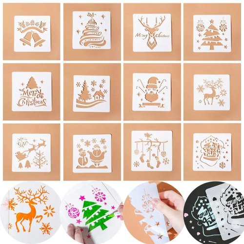 Stensil lapisan Natal untuk DIY – template cat dinding, scrapbooking, kartu dan embossing