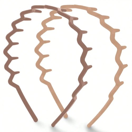 Diademas zigzag con dientes (peinador) antideslizantes para mujer — cómodas para peinar hacia atrás, color neutro, 2 pzas