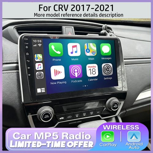 جهاز صوت للسيارة 9 بوصة Android 15 لهوندا CR-V 2017-2021، 4GB+64GB، ملاحة GPS، Apple CarPlay وAndroid Auto، راديو/مشغل وسائط بشاشة تعمل باللمس