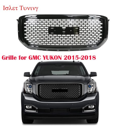 Grelha frontal tipo mesh para GMC Yukon 2015-2018 – Preto brilhante
