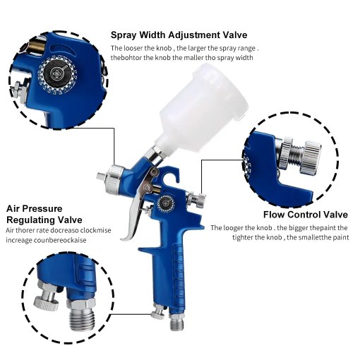 HVLP Pneumatic Paint Spray Gun 0.8/1.0mm Nozzles with 125ml Cup — Professional Airbrush for Car Painting