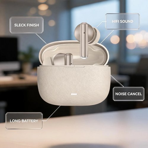 Auricolari Bluetooth wireless con controllo touch, audio stereo, impermeabili, riduzione del rumore, per lo sport