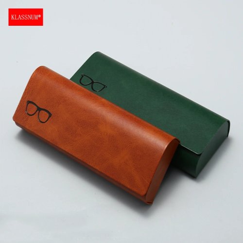KLASSNUM Rigid PU Leather Glasses Case — Hard Vintage Protective Case for Reading & Optical Glasses
