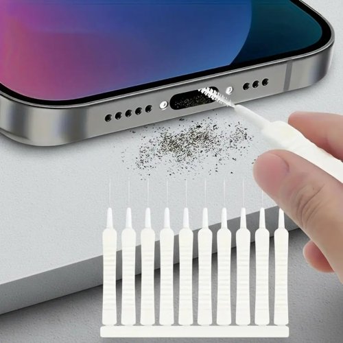 Lot de 10 brosses ultra-fines pour interstices – Enlève poussière et peluches des ports de charge, enceintes, téléphones et appareils électroniques