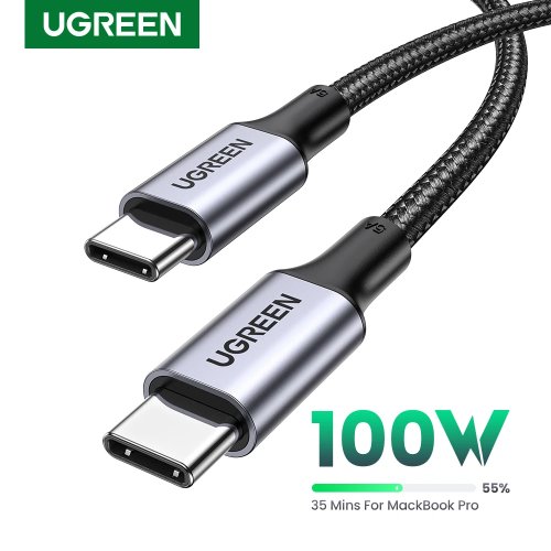 UGREEN 100W USB-C to USB-C Cable (5A) — PD Fast Charging with E‑Marker Chip, for MacBook, iPhone 17/16, iPad, Samsung, Xiaomi