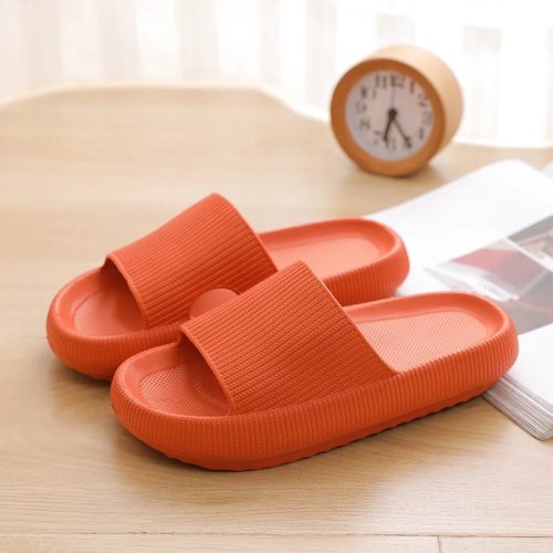 Women's Thick-Soled Cloud Slippers - Soft EVA Indoor Slides, Non-Slip Platform Flip-Flops for Bathroom & Summer, Couple Sizes