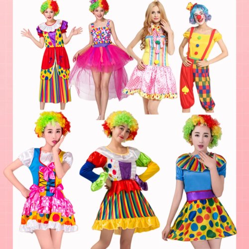 Disfraz de payasa para mujer, elegante, para carnaval y escenario — solo prenda (sin accesorios)