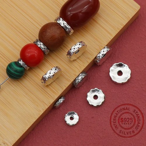 티베트 실버 코인 문양 휠 스페이서 비즈(낱개) — 팔찌·목걸이·매듭용 낱알, 앤티크 실버 비즈 DIY 부자재