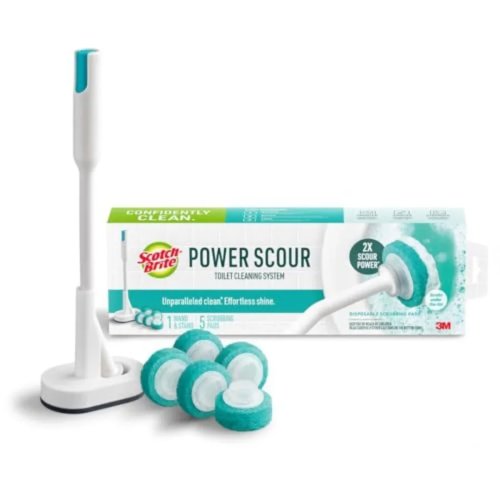 Scotch-Brite Power Scour WC-Reinigungsset – WC-Reiniger mit Einweg-Scheuerschwamm-Tabletten, inkl. 1 Stiel und Halter
