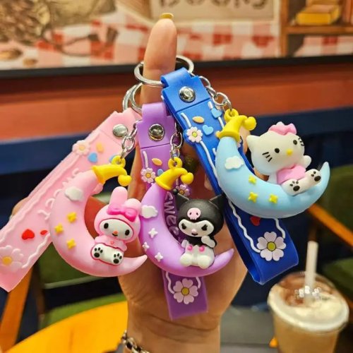 Porte-clés peluche Kawaii My Melody & Kuromi – Bijou de sac/pendentif mignon, cadeau pour filles et femmes