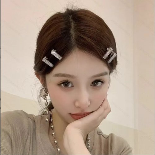 2개 세트 반짝이 미니 헤어클립 — 앞머리/이마용 클립, 땋은 머리용 헤어 액세서리