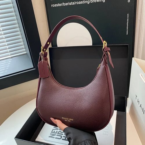 2025 Premium Crescent Crossbody – Schulter‑Tote aus strukturiertem Leder für Damen, Designer‑Unterarmtasche