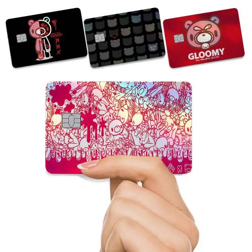 Miếng dán thẻ tín dụng holographic laser 4 chiếc G-Gloomy The N-Naughty — óng ánh, chống nước, phù hợp thẻ ngân hàng tiêu chuẩn