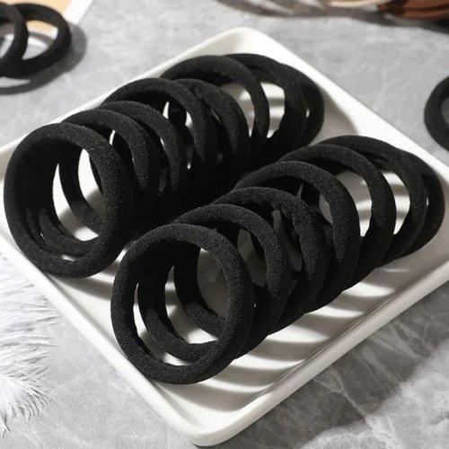 Elastische schwarze Haargummis – 50/100 Stück, schonende Zopfhalter für Damen & Mädchen