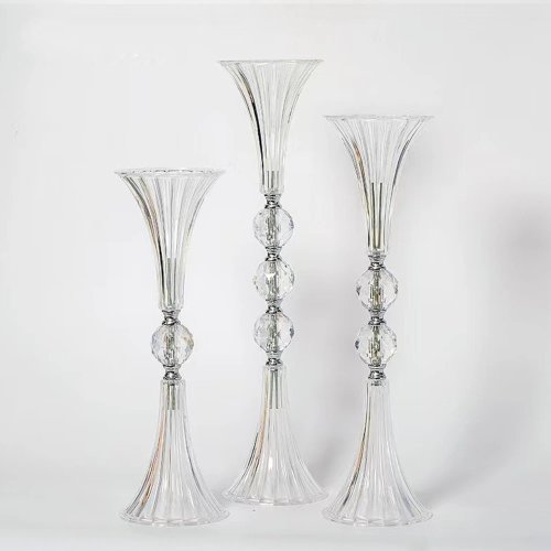 Set de 10 soportes acrílicos transparentes en forma de cuerno para flores, 43–100 cm — centros de mesa