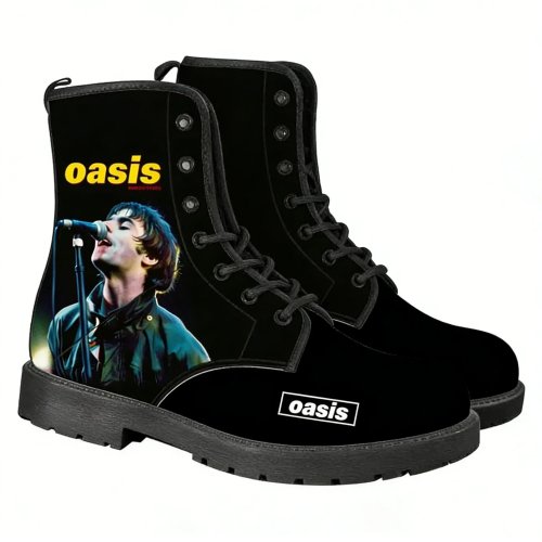 Oasis Rock Band Unisex Casual Boots — Retro street-style lightweight waterproof outdoor boots, customizable