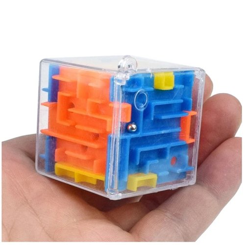 Mini 3D Kostka Labiryntowa – przezroczysta sześciostronna kostka z toczącą się kulką, speedcube/puzzle dla dzieci, zabawka antystresowa