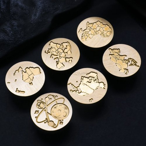 Cabezal de sello de lacre de latón — diseño mapa mundial/Ártico — para sellar sobres, invitaciones y como regalo