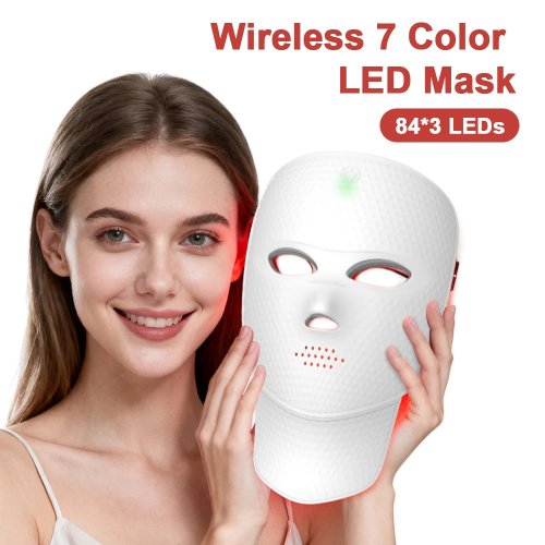 7-Color LED Face & Neck Mask — Red Light Therapy for Anti-Aging, Skin Tightening, Lifting & Brightening