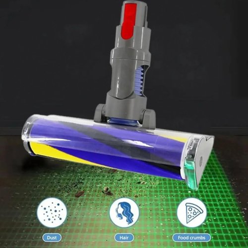หัวแปรงโรลเลอร์แบบนุ่ม พร้อมไฟสีเขียวตรวจจับฝุ่น สำหรับ Dyson V15/V11/V10/V8/V7 (SV10/SV11/SV12/SV14/SV22)