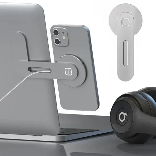 Magnetyczny, smukły składany uchwyt na telefon na bok laptopa/monitora — Kompatybilny z iPhone 14/13/12 i większością telefonów/etui