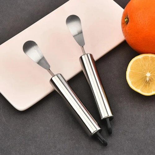 Pelador de naranjas y cítricos de acero inoxidable con asa cómoda - cortador y pelador de frutas para cocina