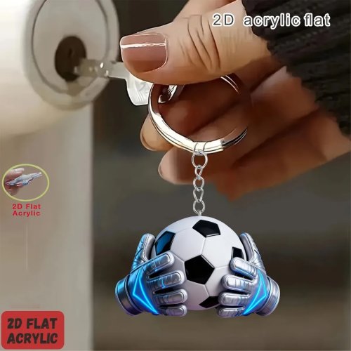 Móc khóa mica 2D hình găng tay thủ môn bóng đá — móc treo balo phẳng, quà tặng cho người yêu bóng đá