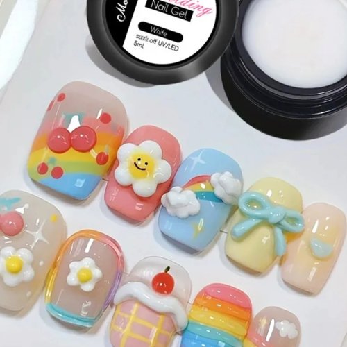 Gel de modelage 5 g Crystal Soft pour extensions d'ongles — Transparent/Rose nude, gel jelly pour sculpture et fleurs, manucure DIY