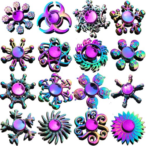 Fidget spinner in metallo colore arcobaleno – lega, gioco antistress/antiansia, 28 modelli, regalo per bambini e adulti