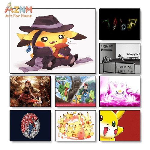 AZNM Detective Pikachu canvasposter - Anime cosplay wanddecoratie voor slaapkamer en woonkamer